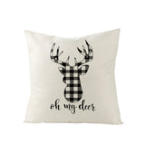Christmas Pillow with Red Letter Elk Printed Cushion Cover and Linen Pillow Cover
