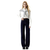 Women's Blue Wide-leg Jeans High-waisted Slimming Straight Leg Nine-point Pants