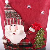 Christmas decoration red checkered snowman Santa Claus backrest cover creative linen chair backrest cover
