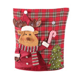 Christmas decoration red checkered snowman Santa Claus backrest cover creative linen chair backrest cover