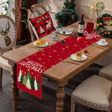 Christmas Tree Printed Table Flag Christmas Day Party Living Room Kitchen Decoration Tablecloth Tea Flag