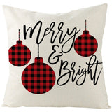 Christmas Pillow Cover Red Black Grid Christmas Sofa Cushion Cover Linen Nordic Pillow Cover