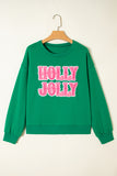 Sea Green HOLLY JOLLY Letter Christmas Holiday Sweatshirt
