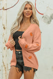 Light Pink Christmas Tree Print Open Front Drop Shoulder Knit Cardigan