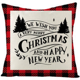Christmas Pillow Cover Red Black Grid Christmas Sofa Cushion Cover Linen Nordic Pillow Cover