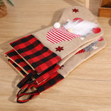 Christmas Socks Pendant Faceless Elderly Checkered Christmas Socks Gift Bag Christmas Decorations