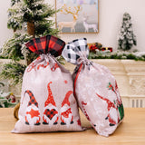 Christmas New Checkered Edge Imitation Linen Cartoon Printed Forest Elderly Gift Bag Creative Gift Storage