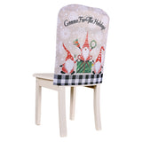 Christmas decoration linen cartoon faceless elderly chair cover forest grid Christmas chair decoration
