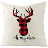 Christmas Pillow Cover Red Black Grid Christmas Sofa Cushion Cover Linen Nordic Pillow Cover