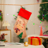 Christmas Decoration Linen Red Bordered Old Man Snowman Christmas Socks Christmas Gift Bag Candy Socks