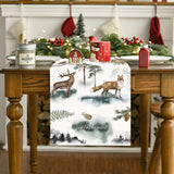 New reindeer fox white linen table flag Christmas decoration tablecloth tea flag printed coffee table cloth