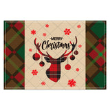 Christmas table mat with white linen snowman checkered print