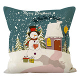 Christmas snowman linen pillowcase Christmas tree printed pillowcase bedroom sofa decorative cushion cover