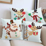 Christmas reindeer print pillow cover holiday snowman super soft pillowcase living room sofa decoration cushion