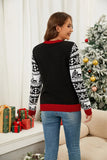 Christmas reindeer jacquard round neck knitted sweater top pullover sweater