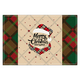 Christmas table mat with white linen snowman checkered print
