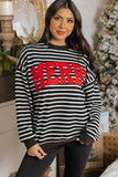 Black Stripe MERRY Letter Print Christmas Sweatshirt