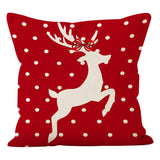 Christmas deer print pillow cover linen pillowcase holiday sofa cushion waist pillowcase home