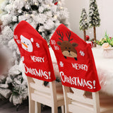 Santa Claus Snowman Chair Cover Christmas Banquet Fabric Chair Stool Backrest Decorative Bag Red Christmas Chair Cover