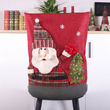 Christmas decoration red checkered snowman Santa Claus backrest cover creative linen chair backrest cover