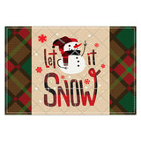 Christmas table mat with white linen snowman checkered print