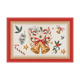 Christmas tree bell print placemat red striped plaid linen table mat Christmas party decoration insulation mat