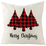 Christmas Pillow Cover Red Black Grid Christmas Sofa Cushion Cover Linen Nordic Pillow Cover
