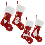 Christmas Lights Decoration Red Hemp Embroidery Christmas Socks Gift Bag Luminous Christmas Socks