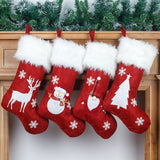 Christmas Lights Decoration Red Hemp Embroidery Christmas Socks Gift Bag Luminous Christmas Socks
