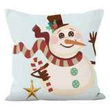 Christmas reindeer print pillow cover holiday snowman super soft pillowcase living room sofa decoration cushion