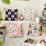 Cartoon Christmas Snowman Pillow Cover Holiday Sofa Decoration Cushion Cover Living Room