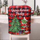 Christmas Restaurant Decoration Greentown Thief Green Green Hair Monster Red Checkered Fabric Chair Cover Back Cover