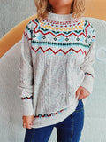 Round neck loose pullover knitting Fried Dough Twists Christmas sweater for women