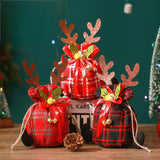 Christmas Apple Bag Antlers Checkered Cloth Gift Bag Christmas Eve Kindergarten Children's Small Gift Candy Bag