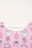 White Ho Ho Ho Letter Graphic Christmas Pajama Set