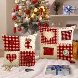 Christmas tree checkered pillow cover linen Christmas socks striped printed pillowcase for holidays