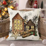 Green Christmas tree pillowcase linen snowflake letter printed pillowcase holiday party decoration cushion cover