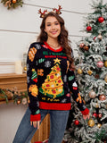 Loose and lazy style sweater Christmas tree contrasting jacquard sweater Christmas sweater
