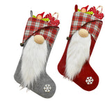 New Christmas Decorations Checkered Cloth Red Grey Faceless Doll Christmas Socks Christmas Children's Gift Socks