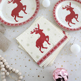 Christmas Decoration Elk Theme Disposable Meal Plate Party Utensils Set Paper Cups Paper Plates Tissue Papers