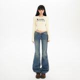 Low Waist Hot Pants, Flared Jeans Autumn Winter Slim Fit Stretchy Denim Pants for Women