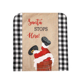 Christmas decoration, printed chimney, elderly chair cover, red and black checkered chair cover, backrest decoration