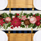 Christmas plaid linen table flag floral ball printed tablecloth entrance small tablecloth living room counter decoration tea flag