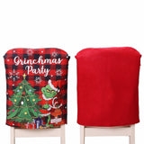 Christmas Restaurant Decoration Greentown Thief Green Green Hair Monster Red Checkered Fabric Chair Cover Back Cover