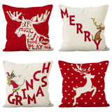 Christmas deer print pillow cover linen pillowcase holiday sofa cushion waist pillowcase home