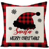 Christmas Pillow Cover Red Black Grid Christmas Sofa Cushion Cover Linen Nordic Pillow Cover
