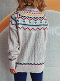 Round neck loose pullover knitting Fried Dough Twists Christmas sweater for women