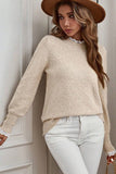 Sleet Lace Trim Patchwork Buttoned Cuffs Loose Sweater