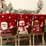 Christmas Restaurant Creative Red Chair Bag Santa Claus Cane Snowman Elk Red Chair Back Cover