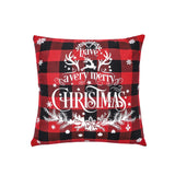 Christmas decoration red linen checkered Christmas square pillow cover sofa cushion cover without pillow core